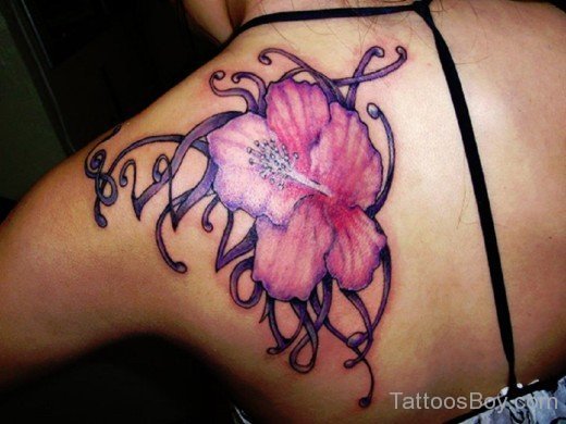 Pink Hibiscus Flower Tattoo Design