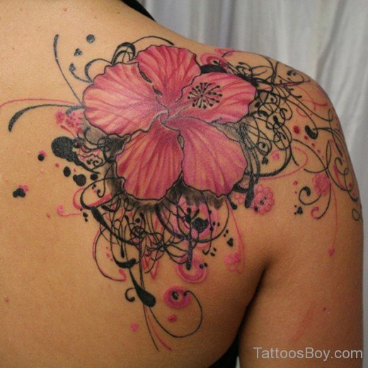 Hibiscus Flower Tattoo Design On Back-TB12075