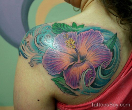 Graceful Hibiscus Flower Tattoo On Back 1-TB12081