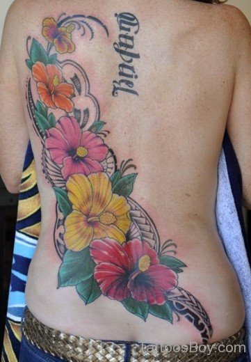 Hibiscus Flower Tattoo On Back 2-TB12083