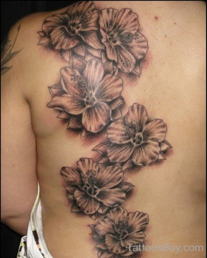 Hibiscus Flower Tattoo On Back-TB12085