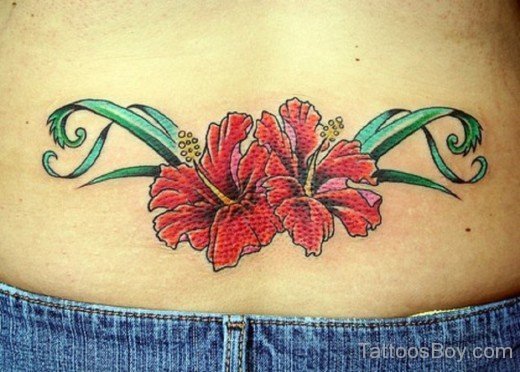 Hibiscus Flower Tattoo On Lower Back-TB12088