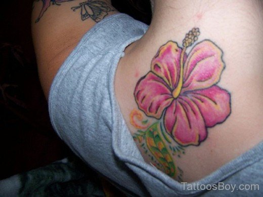 Hibiscus Flower Tattoo On Nape-TB12089