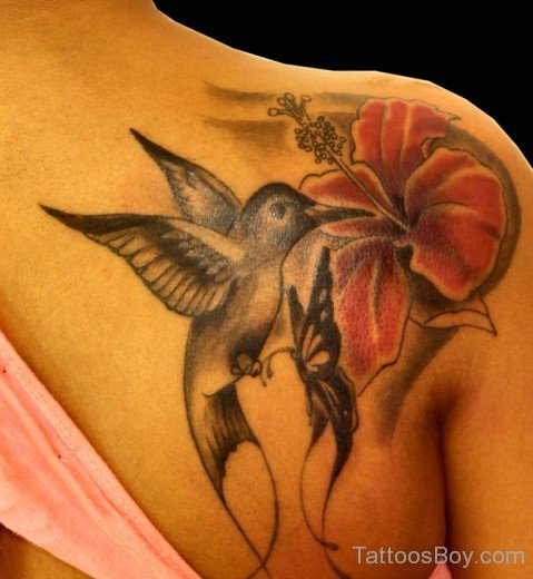 Hibiscus Flower Tattoo On back 147-TB12082