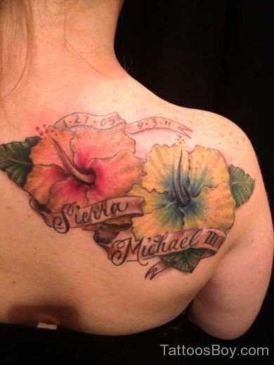 Colored Hibiscus Flower Tattoo-TB12096