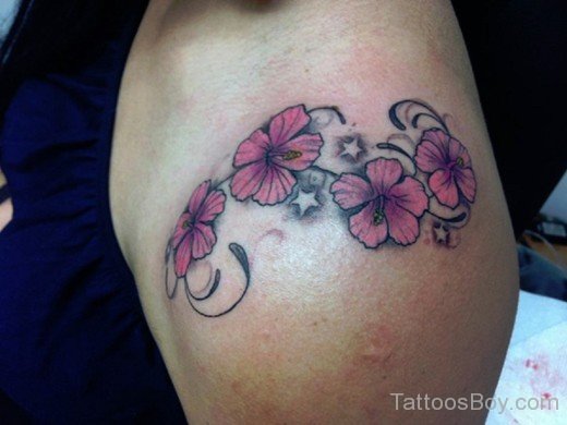 Hibiscus Flowers Tattoos On Shoulder-TB12098
