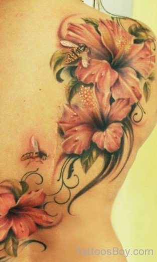 Hibiscus Tattoo Design On Back-TB12101