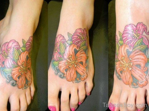 Hibiscus Tattoo On Foot 4-TB12110