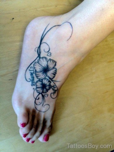 Hibiscus Tattoo On Foot-TB12111