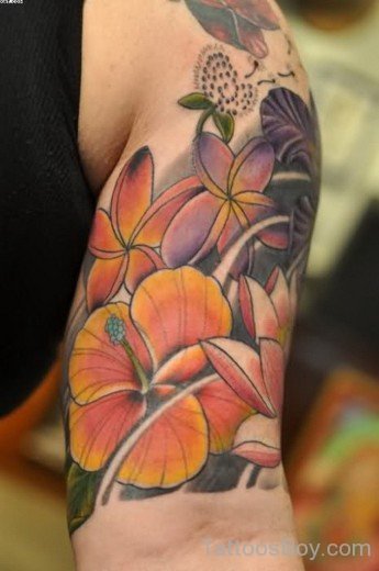 Hibiscus Tattoo On Half Sleeve-TB12112