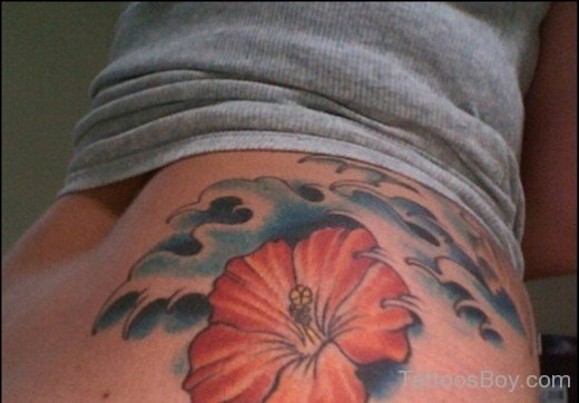 Hibiscus Tattoo On Lower Back-TB12113