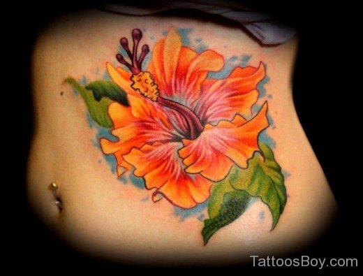 Hibiscus Tattoo On Stomach 14-TB12117