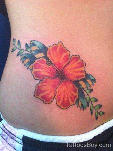 Hibiscus Tattoo On Stomach-TB12118