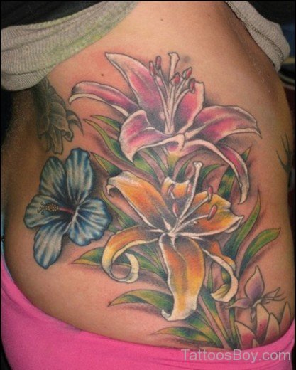 Hibiscus Tattoo On Waist-TB12119