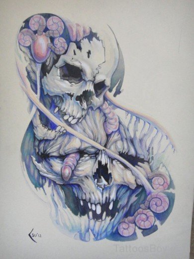 Horror Skull Tattoo Design-TB1214