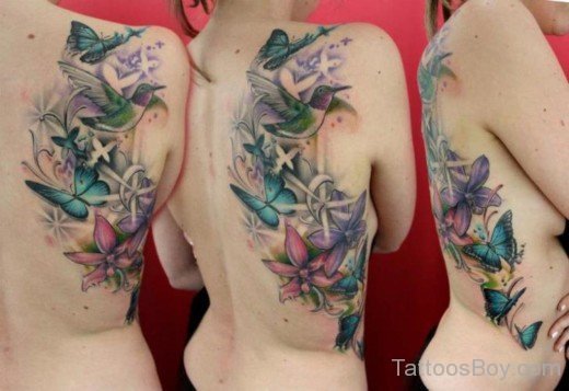 Hummingbird And Butterfly Tattoo-TB1069