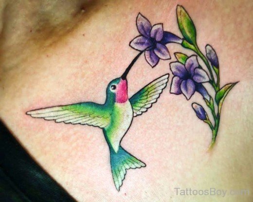 Hummingbird And Flower Tattoo-TB1076