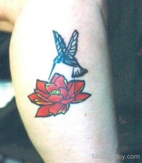 Hummingbird And Lotus Tattoo-TB1077