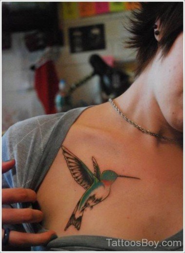 Hummingbird Tattoo Design On Chest-TB1092