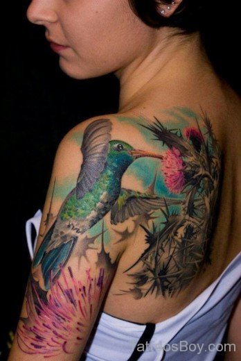 Hummingbird Tattoo Design On Half Sleeve-TB1093