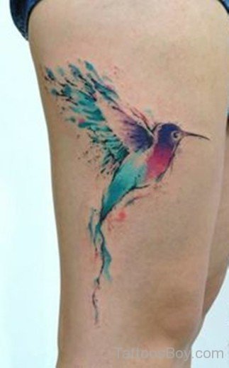 Hummingbird Tattoo Design On thigh-TB1097