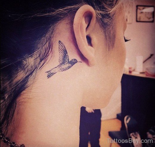 Hummingbird Tattoo On Behind Ear-TB1109