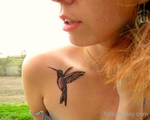 Small Hummingbird Tattoo On Chest