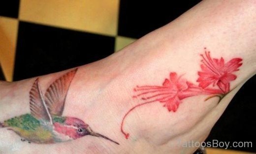 Hummingbird Tattoo On Foot 25-TB1113