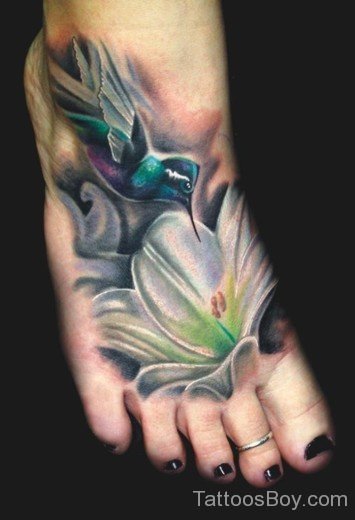 Hummingbird Tattoo On Foot-TB1114