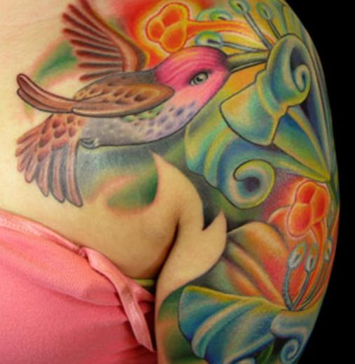 Graceful Hummingbird Tattoo On Shoulder 14-TB1122