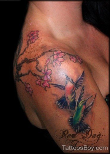 Hummingbird Tattoo On Shoulder 147-TB1123