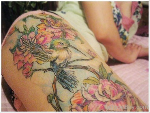 Hummingbird Tattoo On Thigh-TB1127