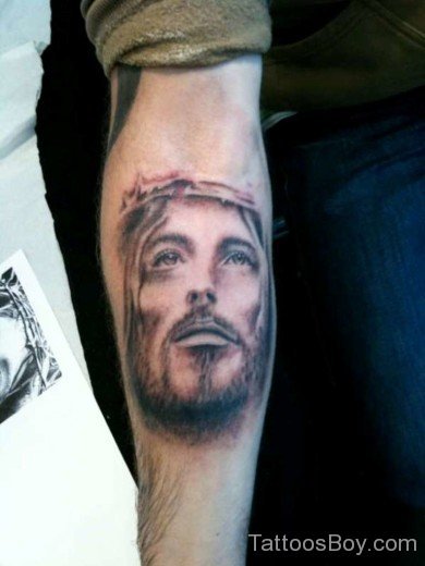 Jesus Face Tattoo On Arm-TB116