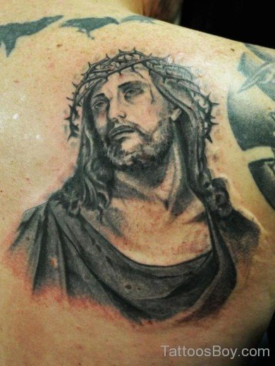 Jesus Tattoo On Back Shoulder 14-TB136