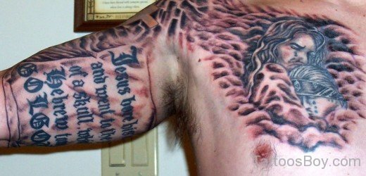 Jesus Tattoo On chest-TB1087