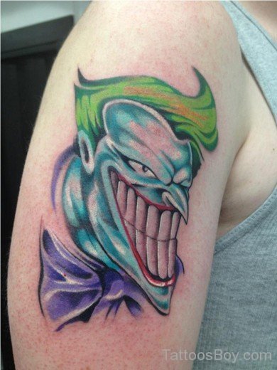 Joker Cartoon Tattoo Design On Shoulder-Tb1112