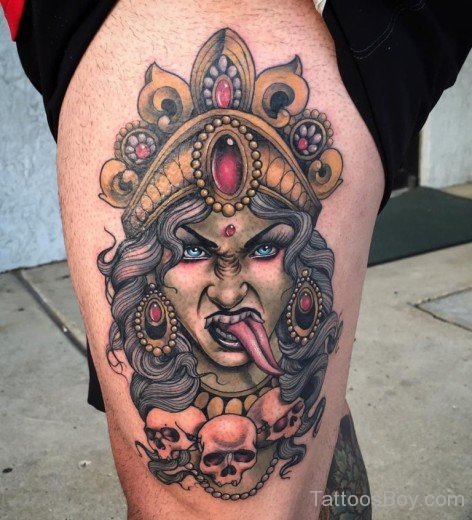 Kali Godess Tattoo On Thigh-TB127