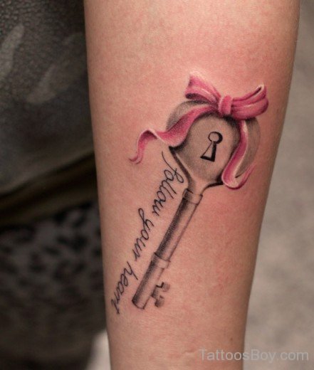 Key And Bow Tattoo-TB1049