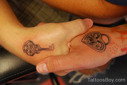 Key And Lock Tattoo On Hand-TB1051