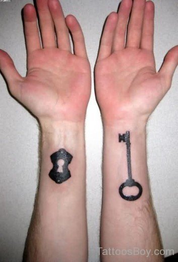Key And Lock Tattoo On Wrist-TB1050