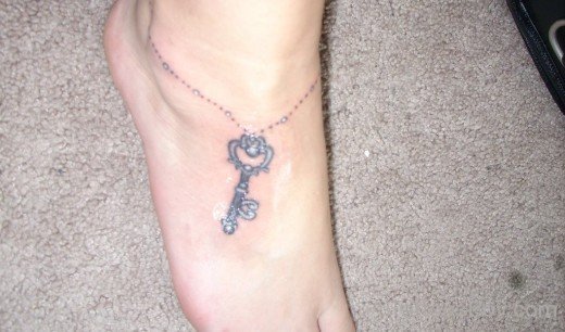 Key Tattoo On Foot-TB1082