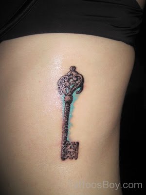 Key Tattoo On Rib 36-TB1088