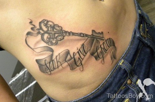 Key Tattoo On Stomach-TB1090