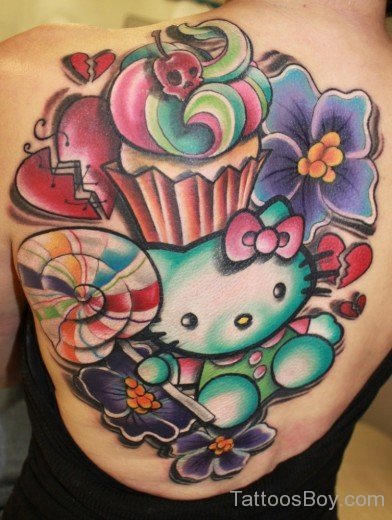 Kitty Tattoo On Back-Tb1114