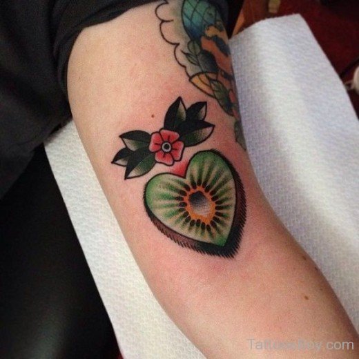 Kiwi Fruit  And Heart Tattoo-TB123