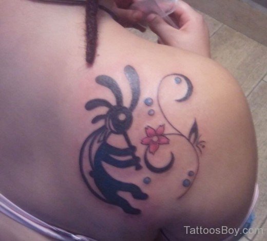 Kokopelli And Flower Tattoo-TB133