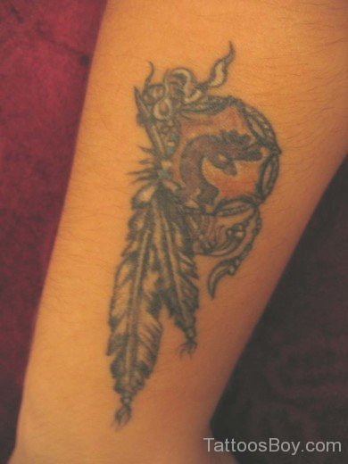 Kokopelli Dreamcatcher Tattoo-TB134