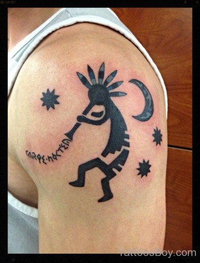 Kokopelli Tattoo On Shoulder-TB157