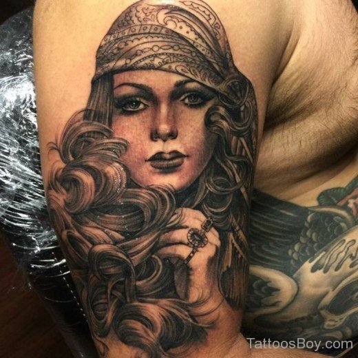 Latino Girl Tattoo Design On Bicep-TB1044