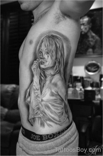 Latino Girl Tattoo On Rib-TB1047